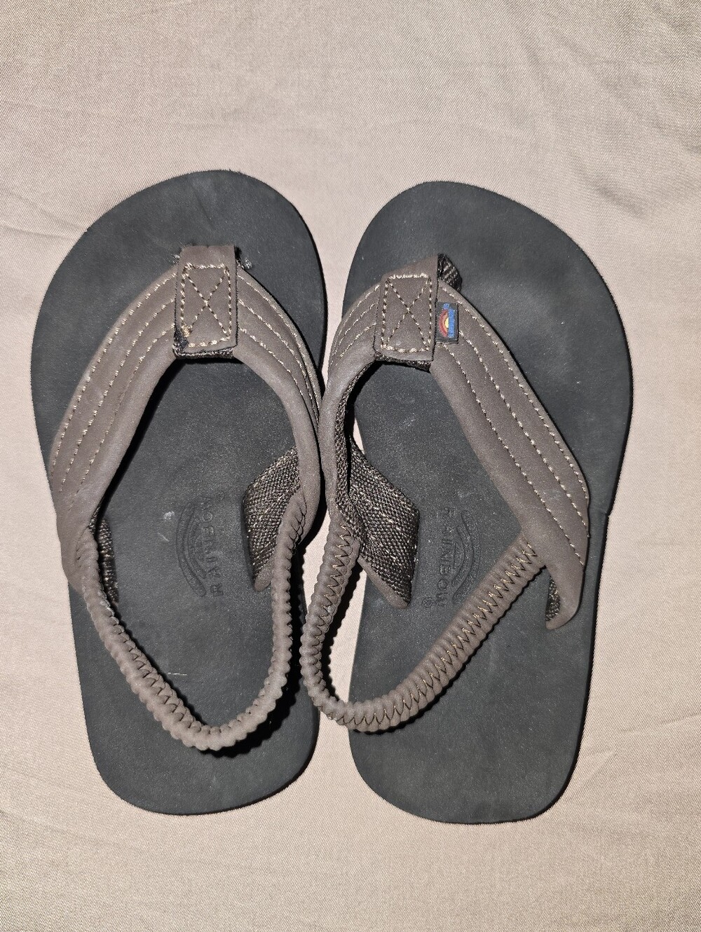 RAINBOW Brown Toddler Flip Flop with Elastic Heel Strap